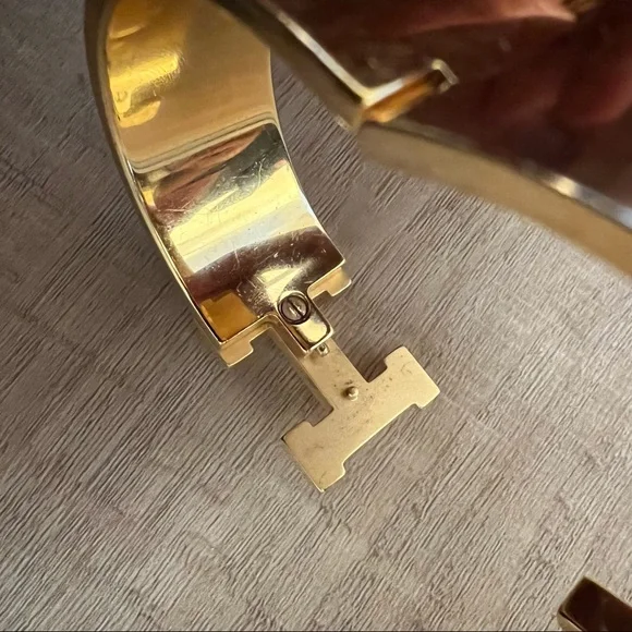 White & gold Hermés large Clic H bracelet - authentic!! Size pm - Picture 5 of 8